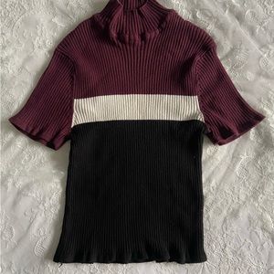 Mock neck ribbed top